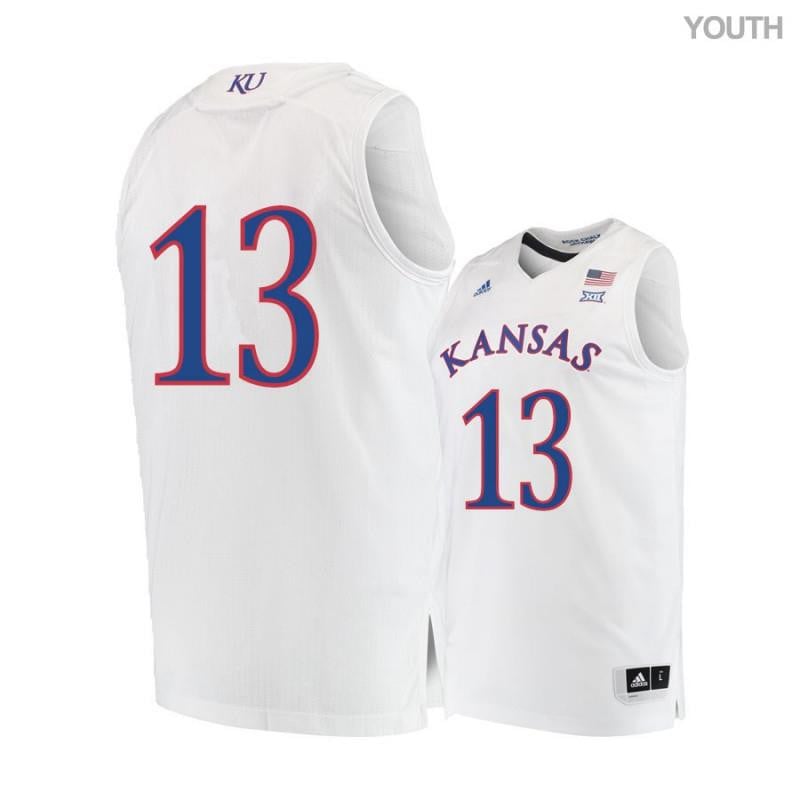 Youth 13 Tristan Enaruna White Kansas Jayhawks Basketball Jersey