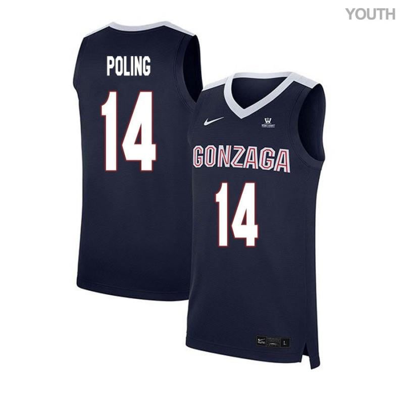 Youth 14 Andy Poling Navy Elite Gonzaga Bulldogs Basketball Jersey