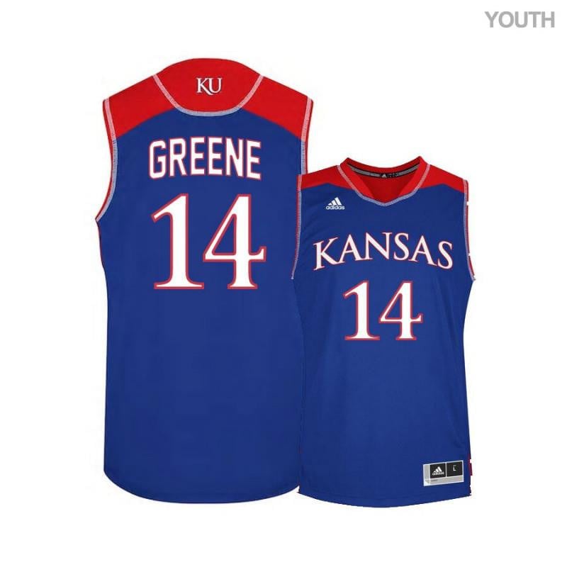 Youth 14 Brannen Greene Blue Kansas Jayhawks Basketball Jersey