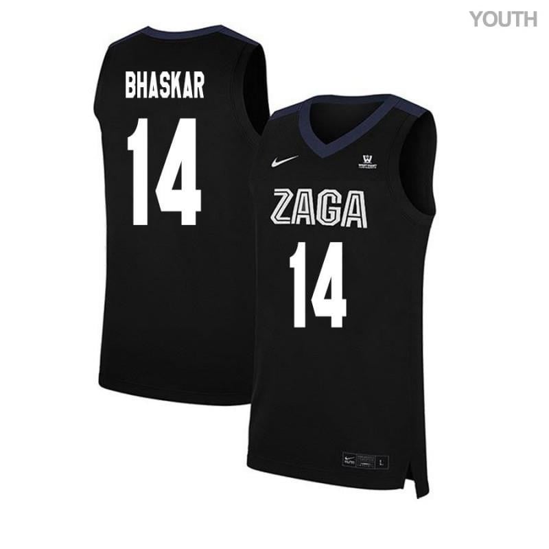 Youth 14 Brian Bhaskar Black Elite Gonzaga Bulldogs Basketball Jersey