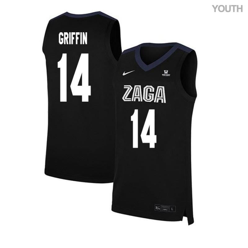 Youth 14 Connor Griffin Black Elite Gonzaga Bulldogs Basketball Jersey