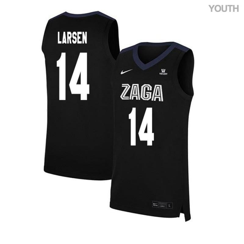 Youth 14 Jacob Larsen Black Elite Gonzaga Bulldogs Basketball Jersey