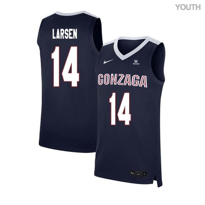 Youth 14 Jacob Larsen Navy Elite Gonzaga Bulldogs Basketball Jersey