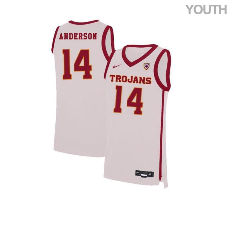 Youth 14 Mckay Anderson White Elite Usc Trojans Basketball Jersey