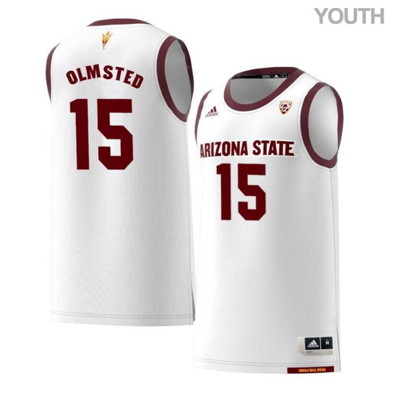 Youth 15 John Olmsted White Retro Arizona State Sun Devils Basketball Jersey