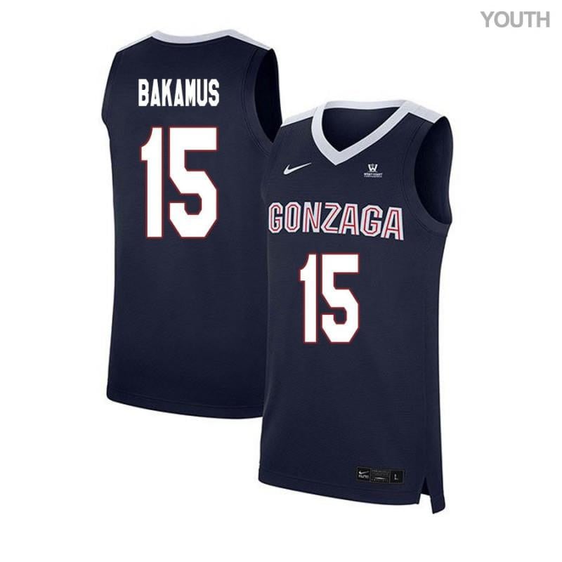Youth 15 Rem Bakamus Navy Elite Gonzaga Bulldogs Basketball Jersey