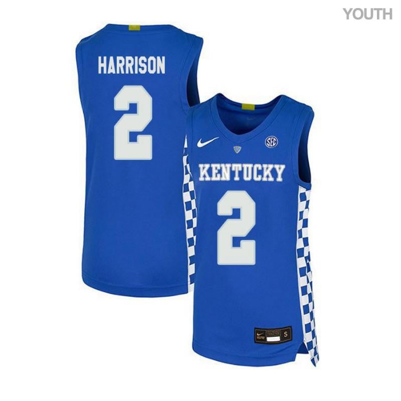 Youth 2 Aaron Harrison Royal Blue Elite Kentucky Wildcats Basketball Jersey
