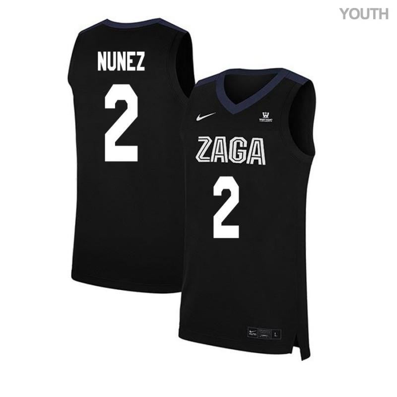 Youth 2 Angel Nunez Black Elite Gonzaga Bulldogs Basketball Jersey