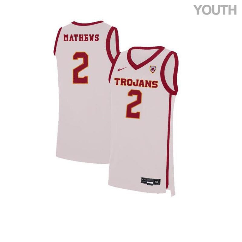 Youth 2 Jonah Mathews White Elite Usc Trojans Basketball Jersey
