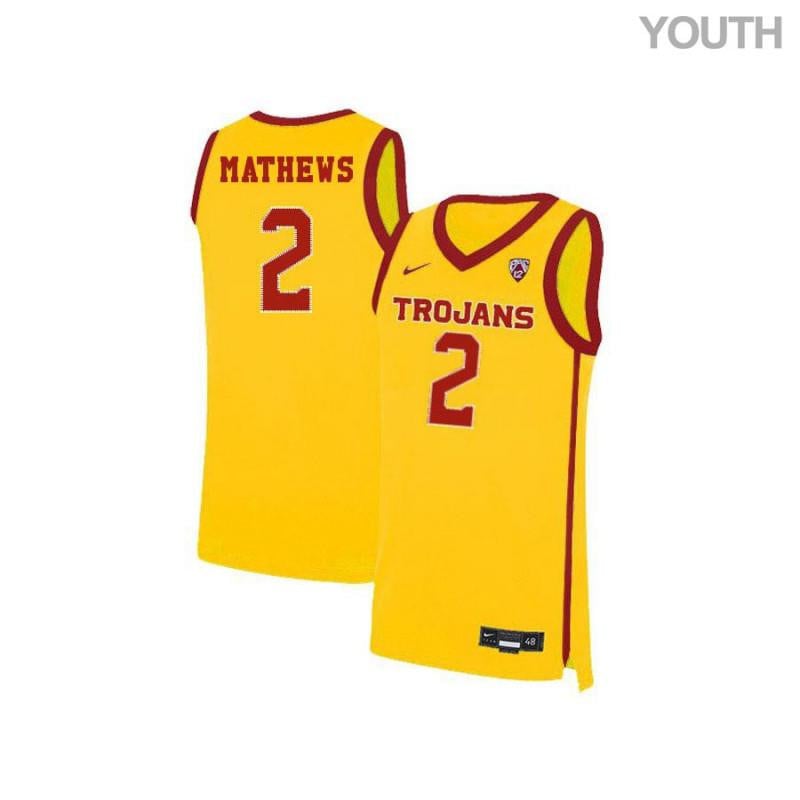 Youth 2 Jonah Mathews Yellow Elite Usc Trojans Basketball Jersey