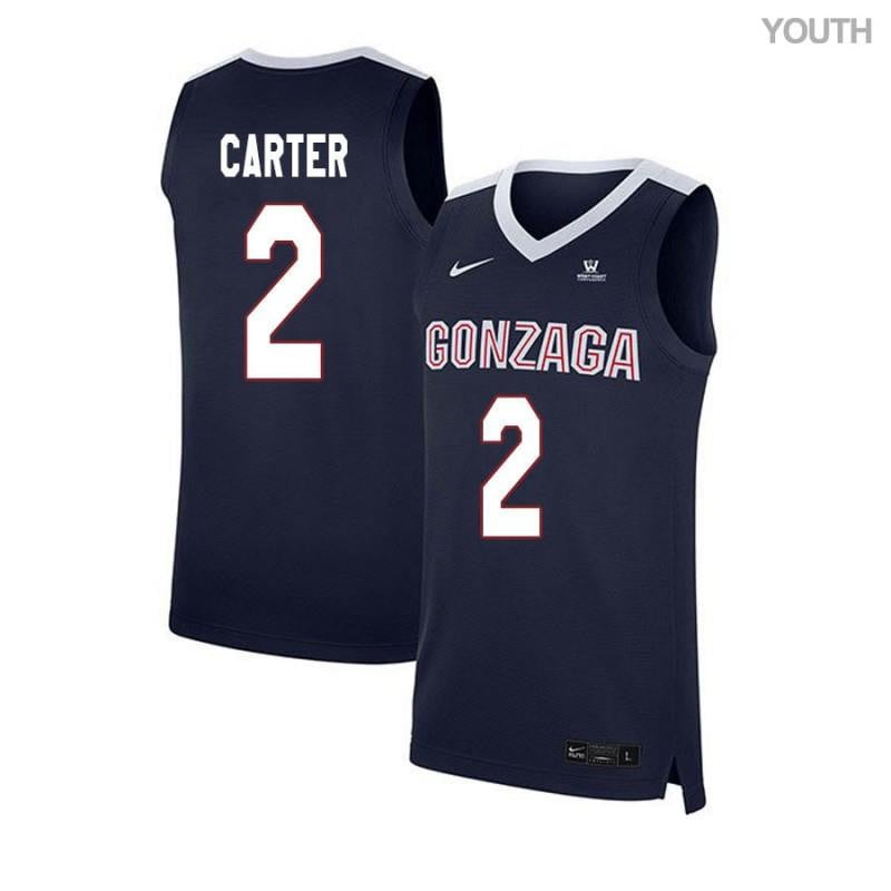Youth 2 Marquise Carter Navy Elite Gonzaga Bulldogs Basketball Jersey