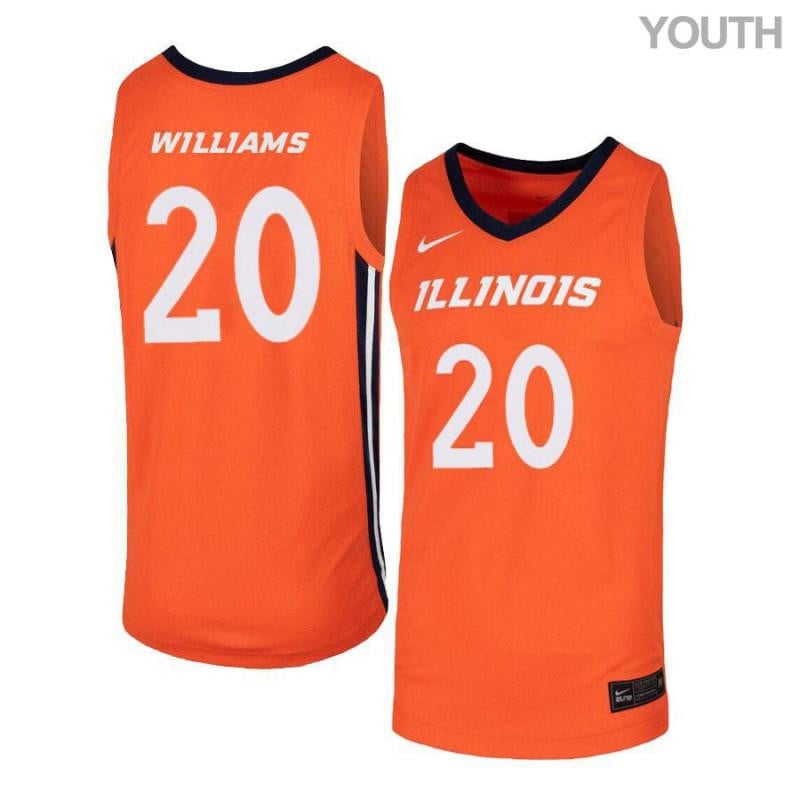 Youth 20 Damonte Williams Orange Elite Illinois Fighting Illini Basketball Jersey