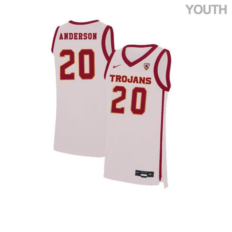 Youth 20 Ethan Anderson White Elite Usc Trojans Basketball Jersey