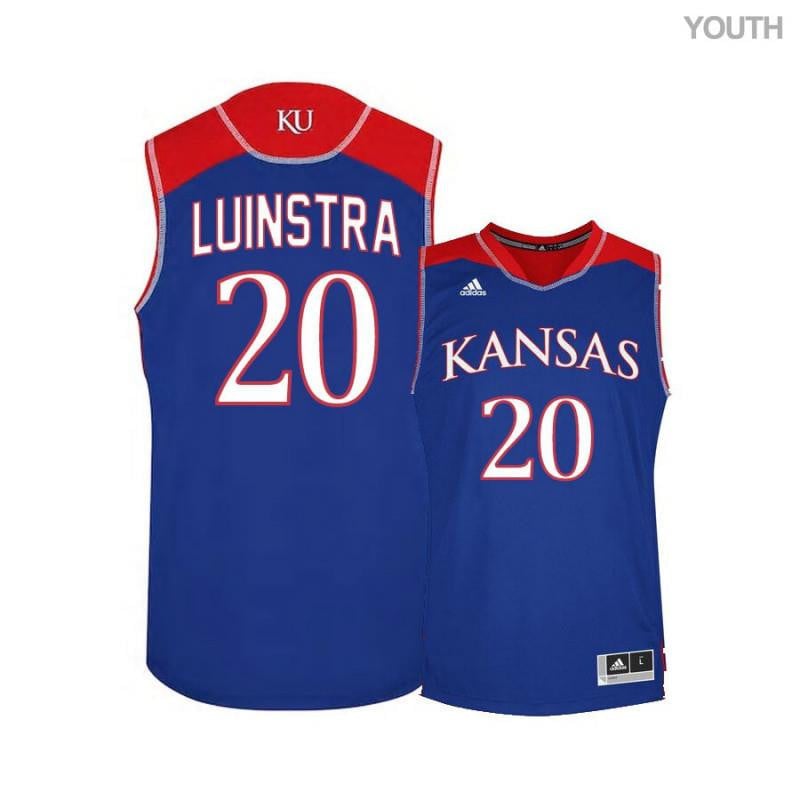 Youth 20 Garrett Luinstra Blue Kansas Jayhawks Basketball Jersey