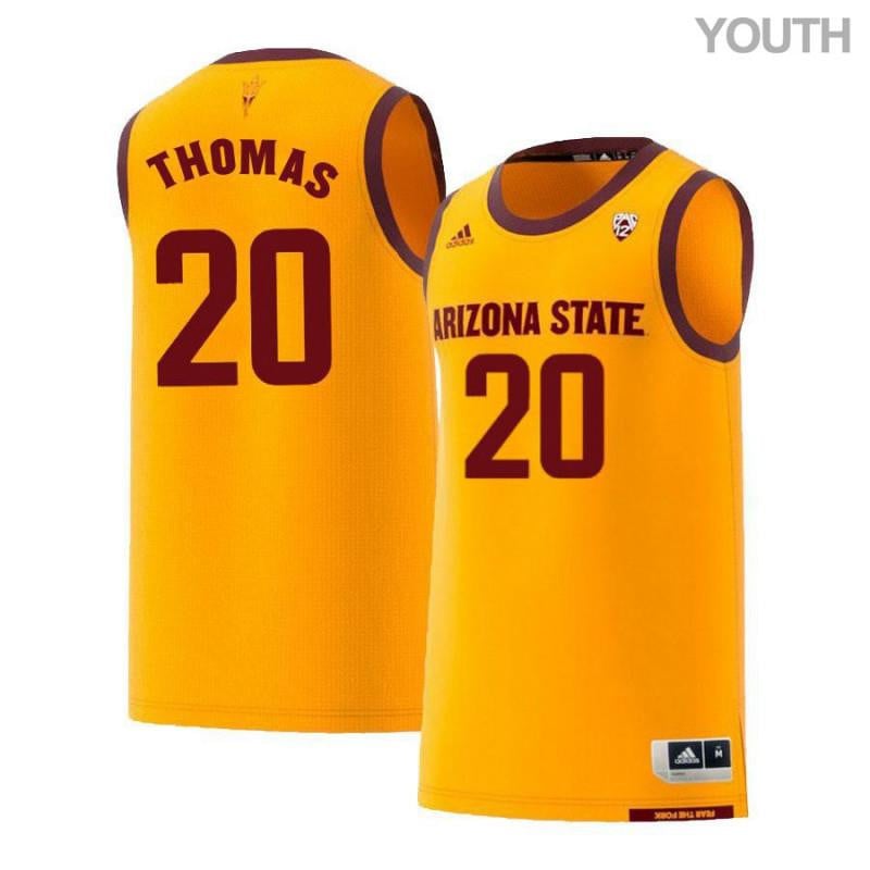 Youth 20 Khalid Thomas Yellow Retro Arizona State Sun Devils Basketball Jersey