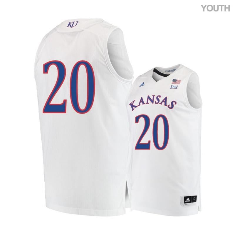 Youth 20 Tyler Self White Kansas Jayhawks Basketball Jersey