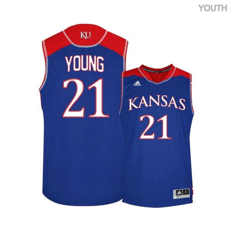 Youth 21 Clay Young Blue Kansas Jayhawks Basketball Jersey
