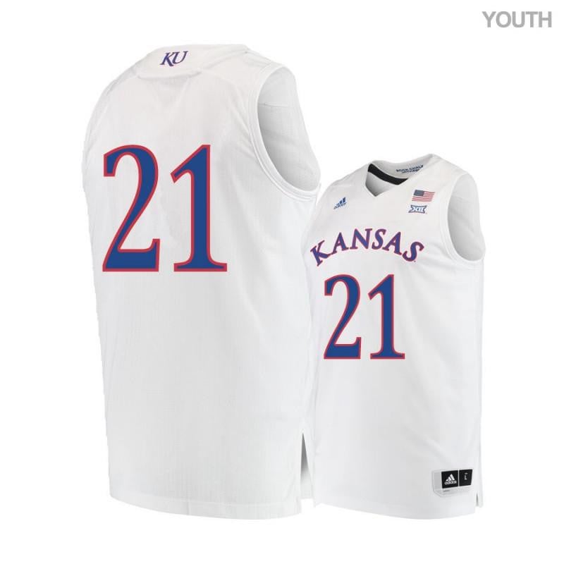 Youth 21 Clay Young White Kansas Jayhawks Basketball Jersey