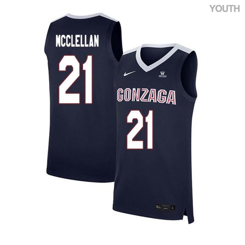 Youth 21 Eric Mcclellan Navy Elite Gonzaga Bulldogs Basketball Jersey