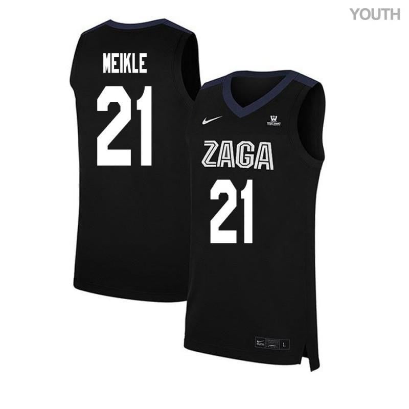 Youth 21 Luke Meikle Black Elite Gonzaga Bulldogs Basketball Jersey