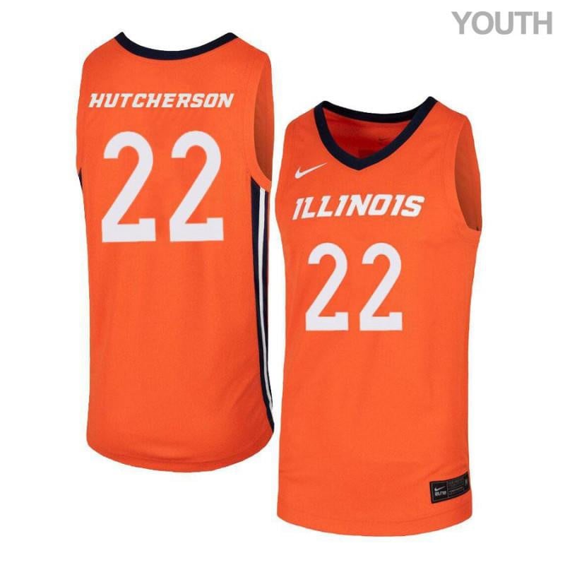 Youth 22 Austin Hutcherson Orange Elite Illinois Fighting Illini Basketball Jersey