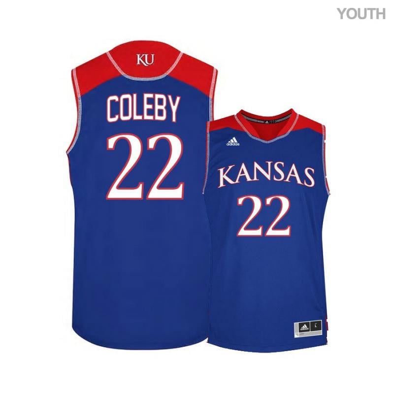Youth 22 Dwight Coleby Blue Kansas Jayhawks Basketball Jersey