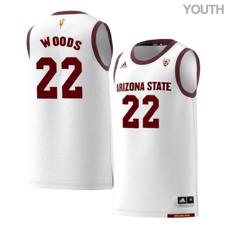 Youth 22 Kraidon Woods White Retro Arizona State Sun Devils Basketball Jersey