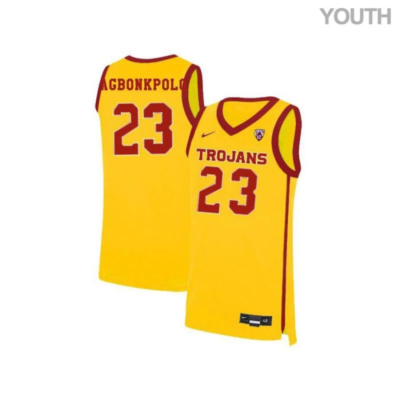 Youth 23 Max Agbonkpolo Yellow Elite Usc Trojans Basketball Jersey