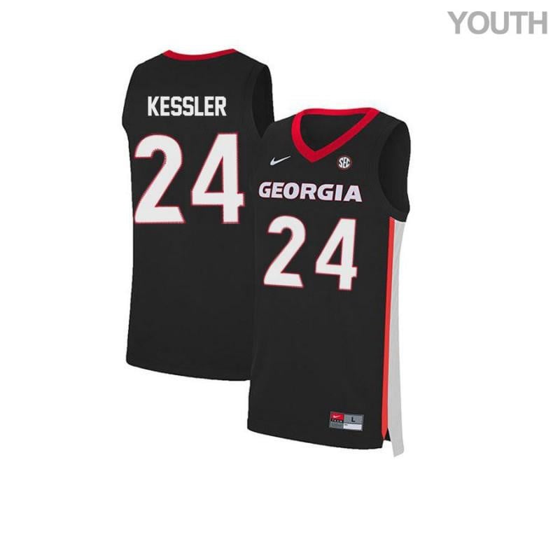 Youth 24 Houston Kessler Black Elite Georgia Bulldogs Basketball Jersey