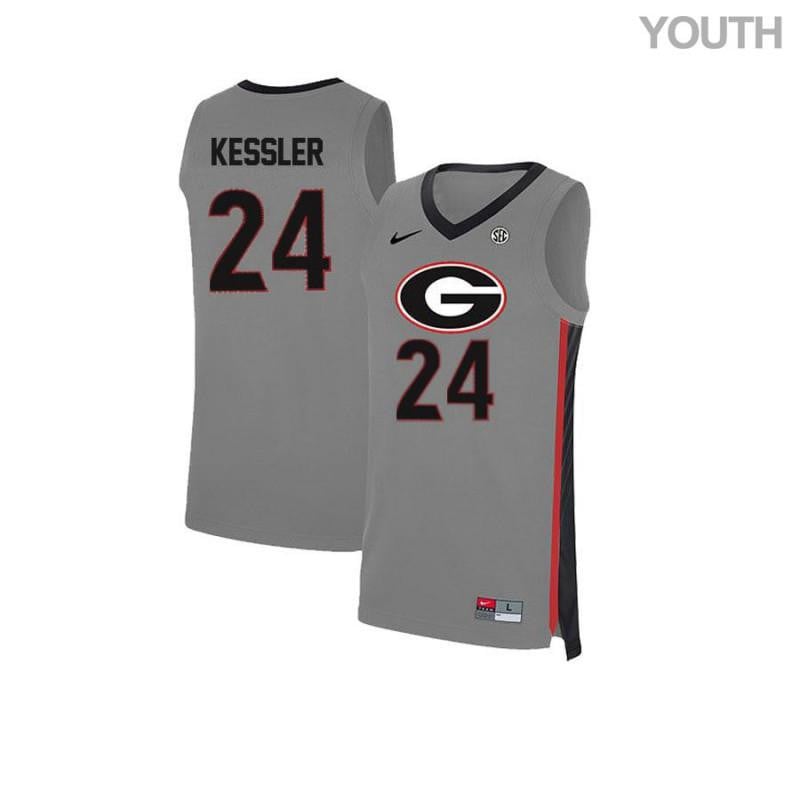 Youth 24 Houston Kessler Gray Elite Georgia Bulldogs Basketball Jersey