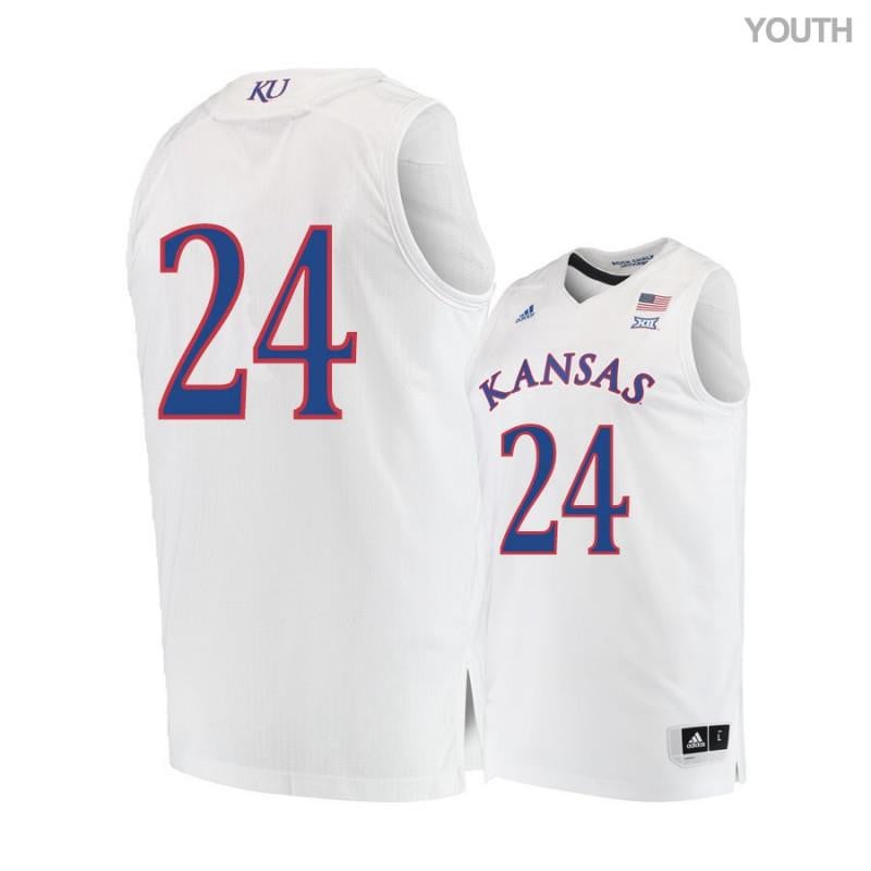 Youth 24 Lagerald Vick White Kansas Jayhawks Basketball Jersey