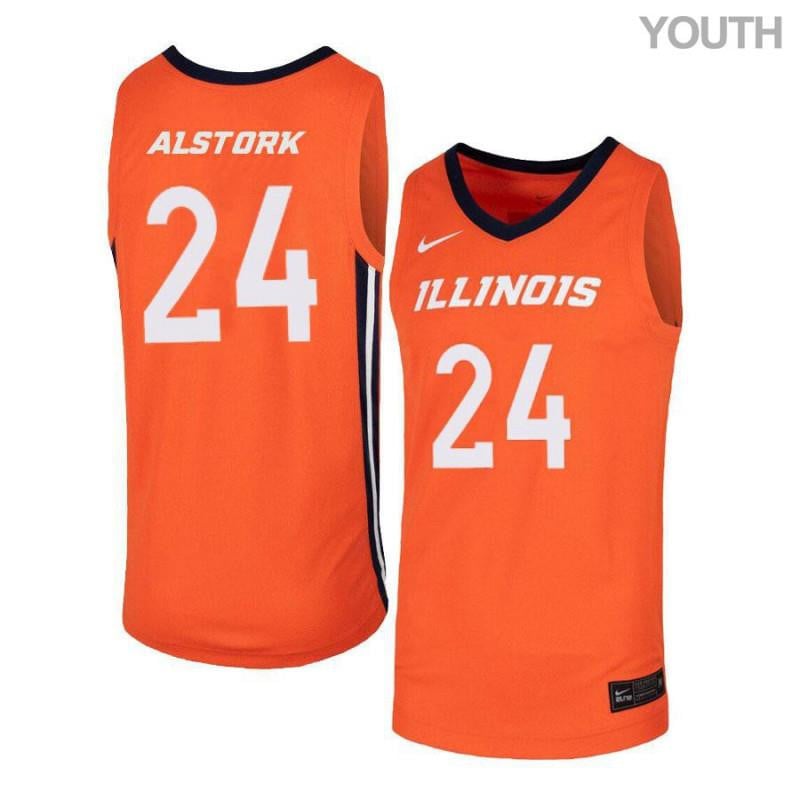 Youth 24 Mark Alstork Orange Elite Illinois Fighting Illini Basketball Jersey