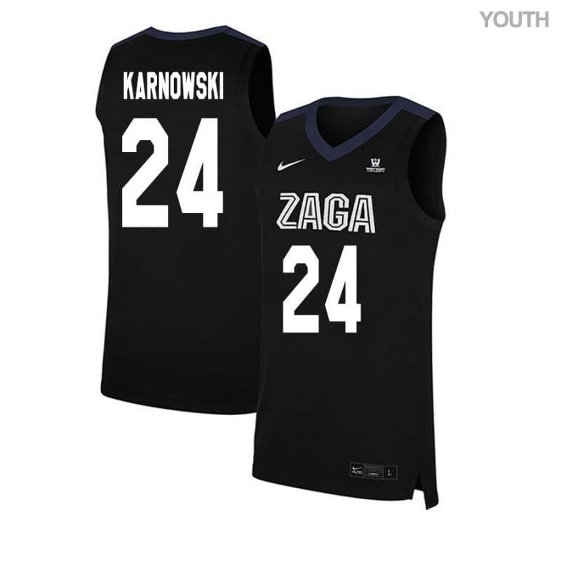 Youth 24 Przemek Karnowski Black Elite Gonzaga Bulldogs Basketball Jersey
