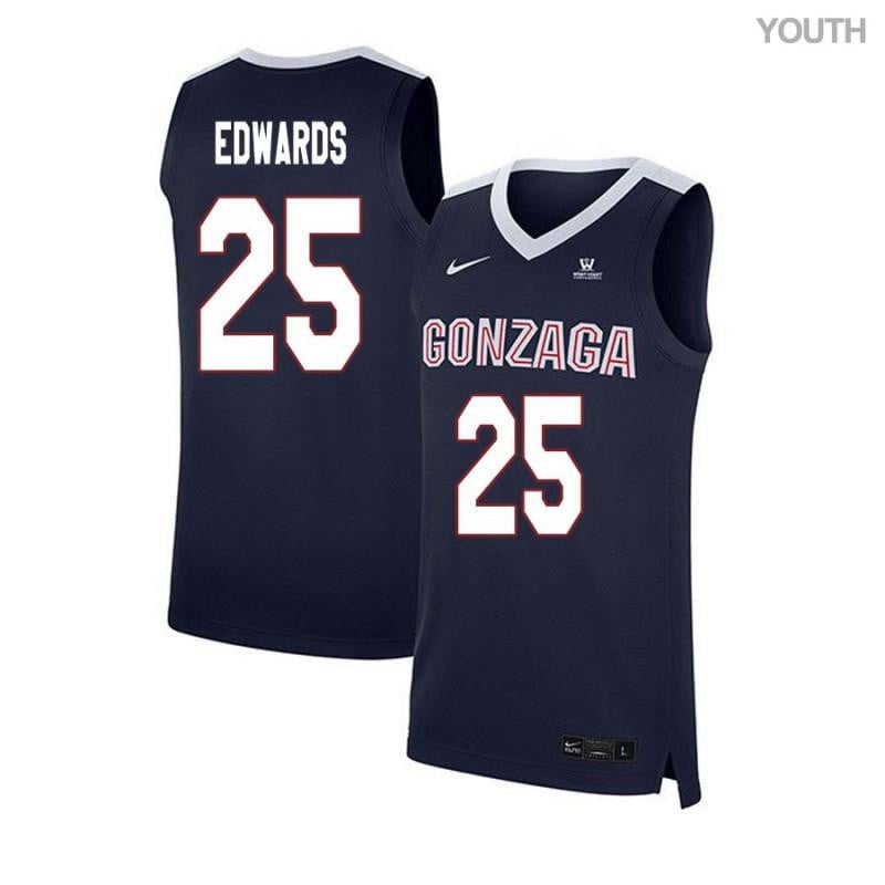Youth 25 Ryan Edwards Navy Elite Gonzaga Bulldogs Basketball Jersey