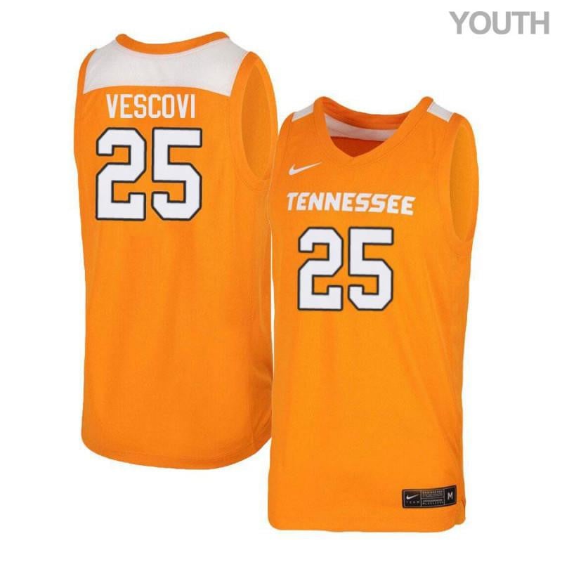 Youth 25 Santiago Vescovi Orange White Elite Tennessee Volunteers Basketball Jersey