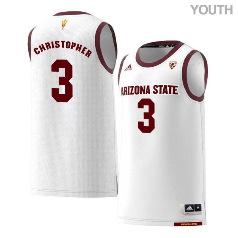 Youth 3 Caleb Christopher White Retro Arizona State Sun Devils Basketball Jersey