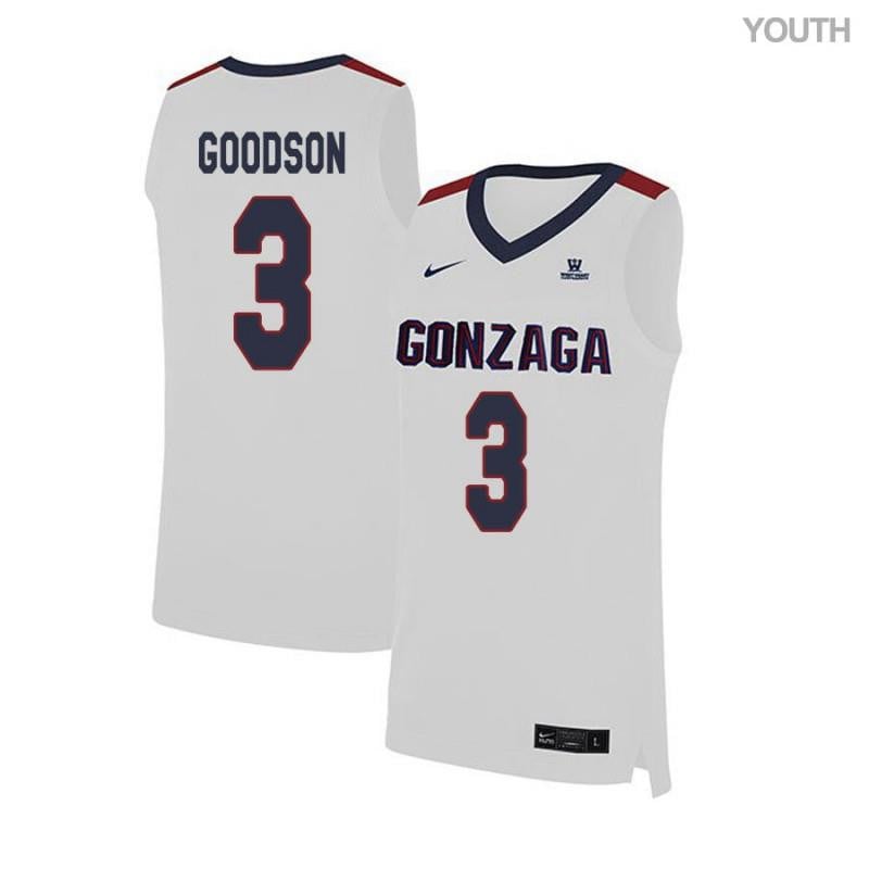 Youth 3 Demetri Goodson White Elite Gonzaga Bulldogs Basketball Jersey