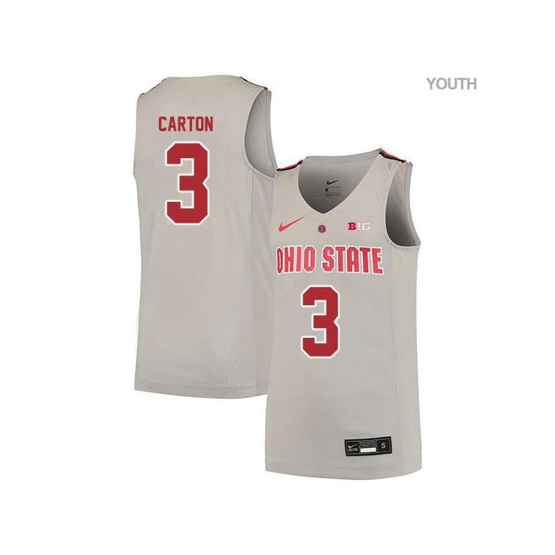 Youth 3 Dj Carton Gray Elite Ohio State Buckeyes Basketball Jersey