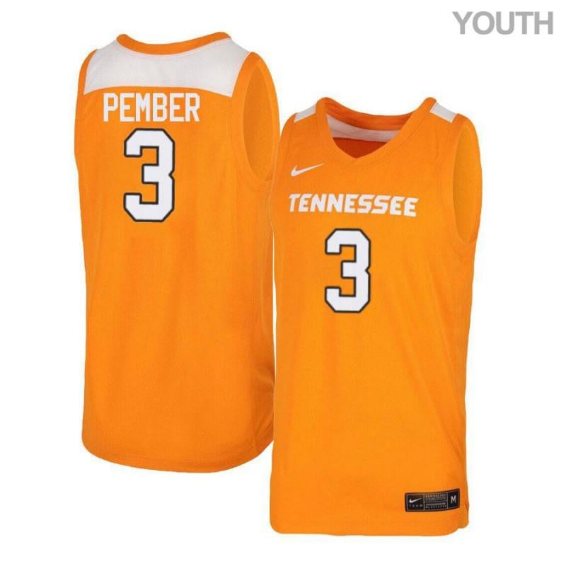 Youth 3 Drew Pember Orange White Elite Tennessee Volunteers Basketball Jersey