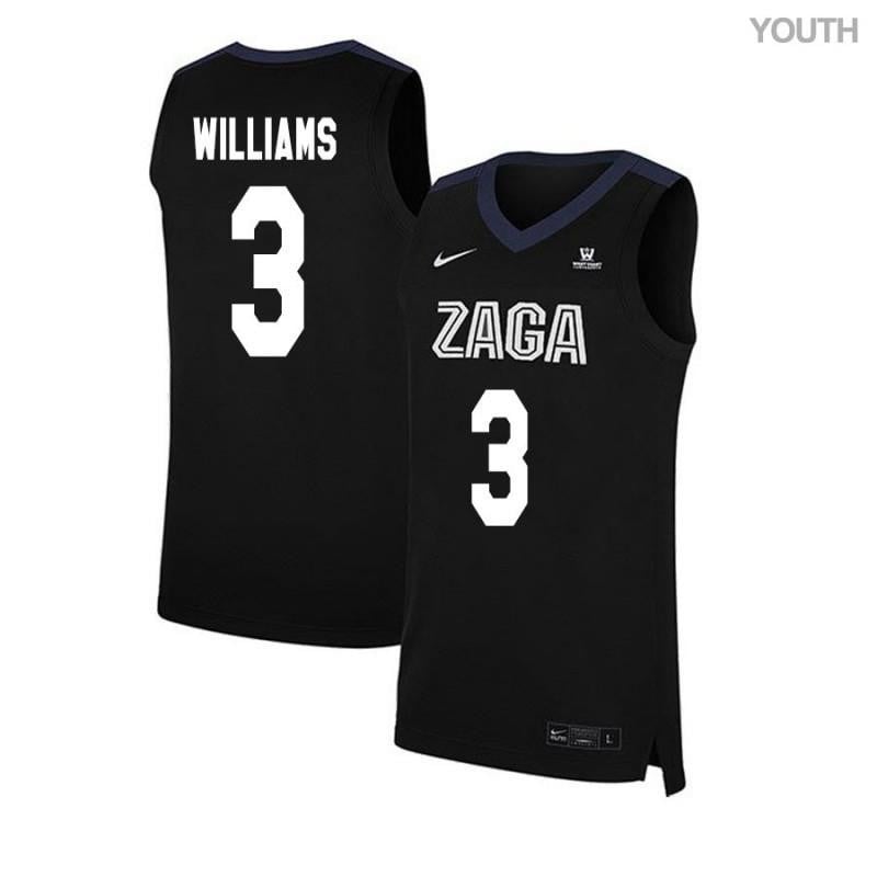 Youth 3 Johnathan Williams Black Elite Gonzaga Bulldogs Basketball Jersey