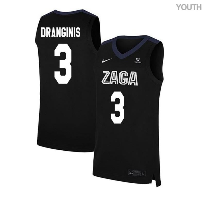 Youth 3 Kyle Dranginis Black Elite Gonzaga Bulldogs Basketball Jersey