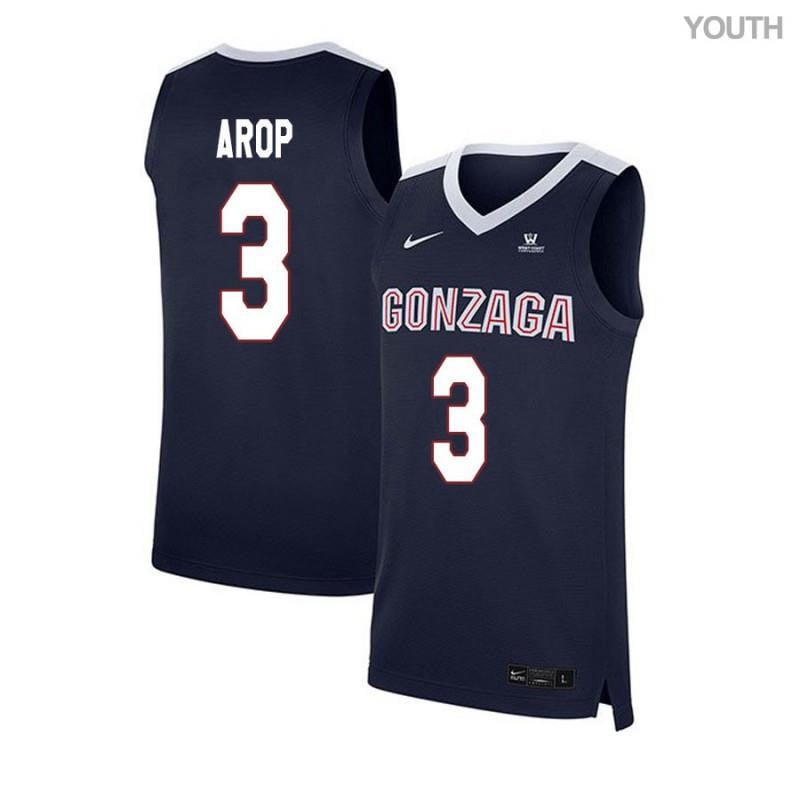 Youth 3 Manny Arop Navy Elite Gonzaga Bulldogs Basketball Jersey