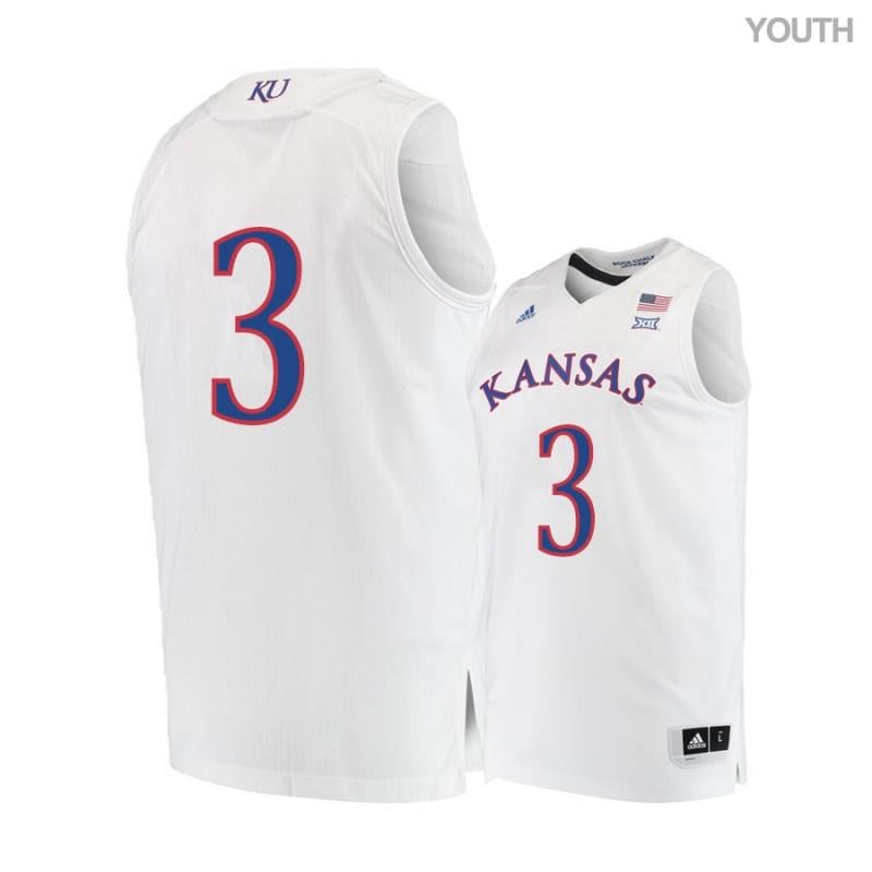 Youth 3 Sam Cunliffe White Kansas Jayhawks Basketball Jersey