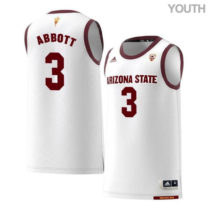 Youth 3 Ty Abbott White Retro Arizona State Sun Devils Basketball Jersey
