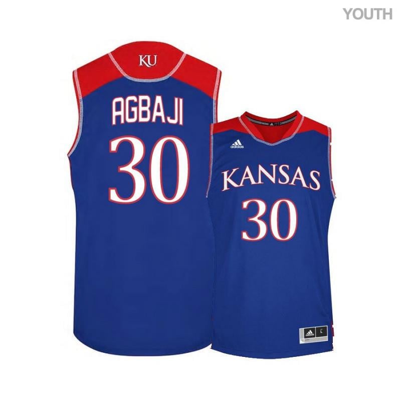Youth 30 Ochai Agbaji Blue Kansas Jayhawks Basketball Jersey