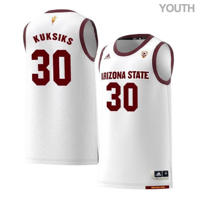 Youth 30 Rihards Kuksiks White Retro Arizona State Sun Devils Basketball Jersey