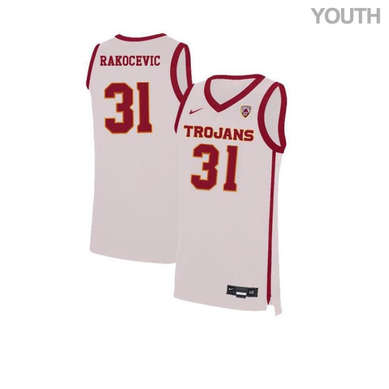 Youth 31 Nick Rakocevic White Elite Usc Trojans Basketball Jersey
