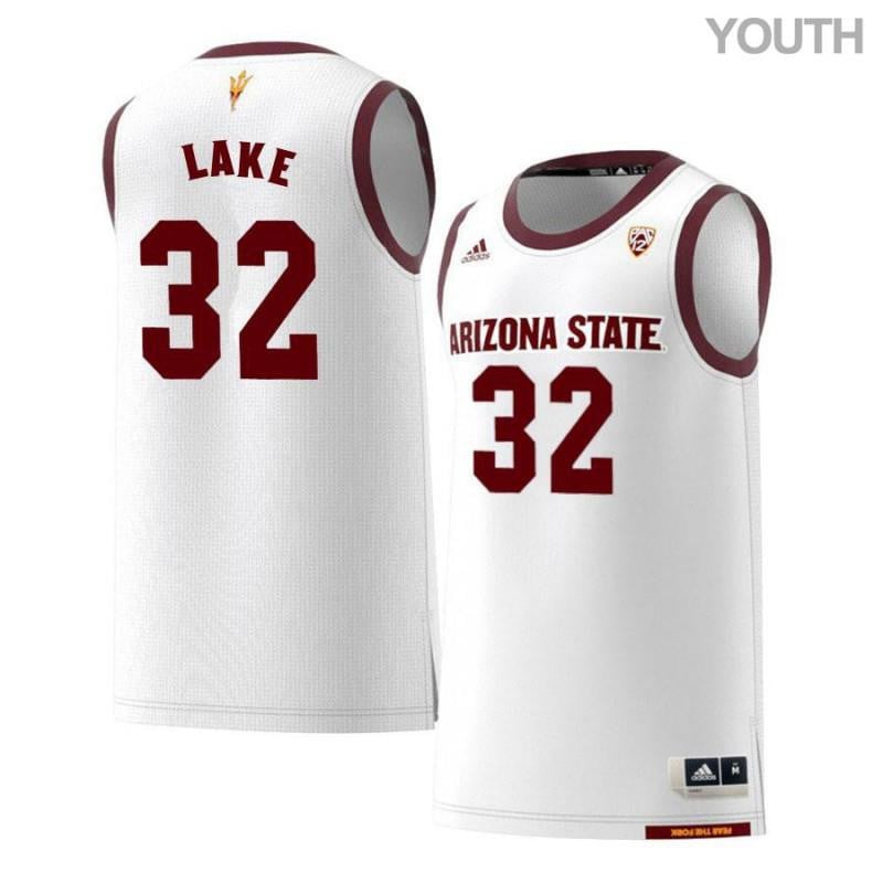 Youth 32 Dequon Lake White Retro Arizona State Sun Devils Basketball Jersey