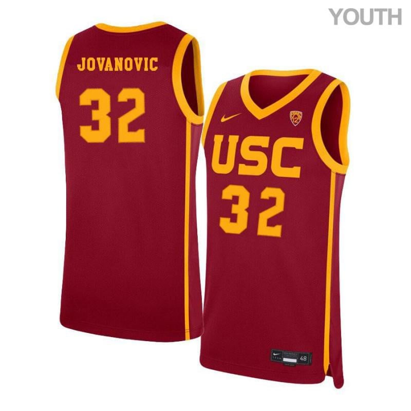 Youth 32 Nikola Jovanovic Red Elite Usc Trojans Basketball Jersey