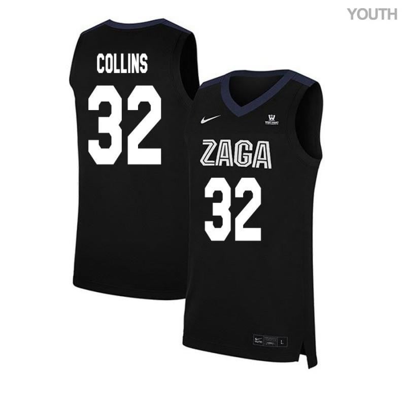 Youth 32 Zach Collins Black Elite Gonzaga Bulldogs Basketball Jersey